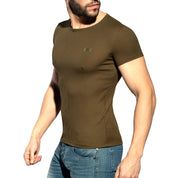 ES Collection Recycled Rib U-Neck T-Shirt Khaki TS302