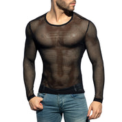 ES Collection Mesh-Long Sleeves T-Shirt Black TS304