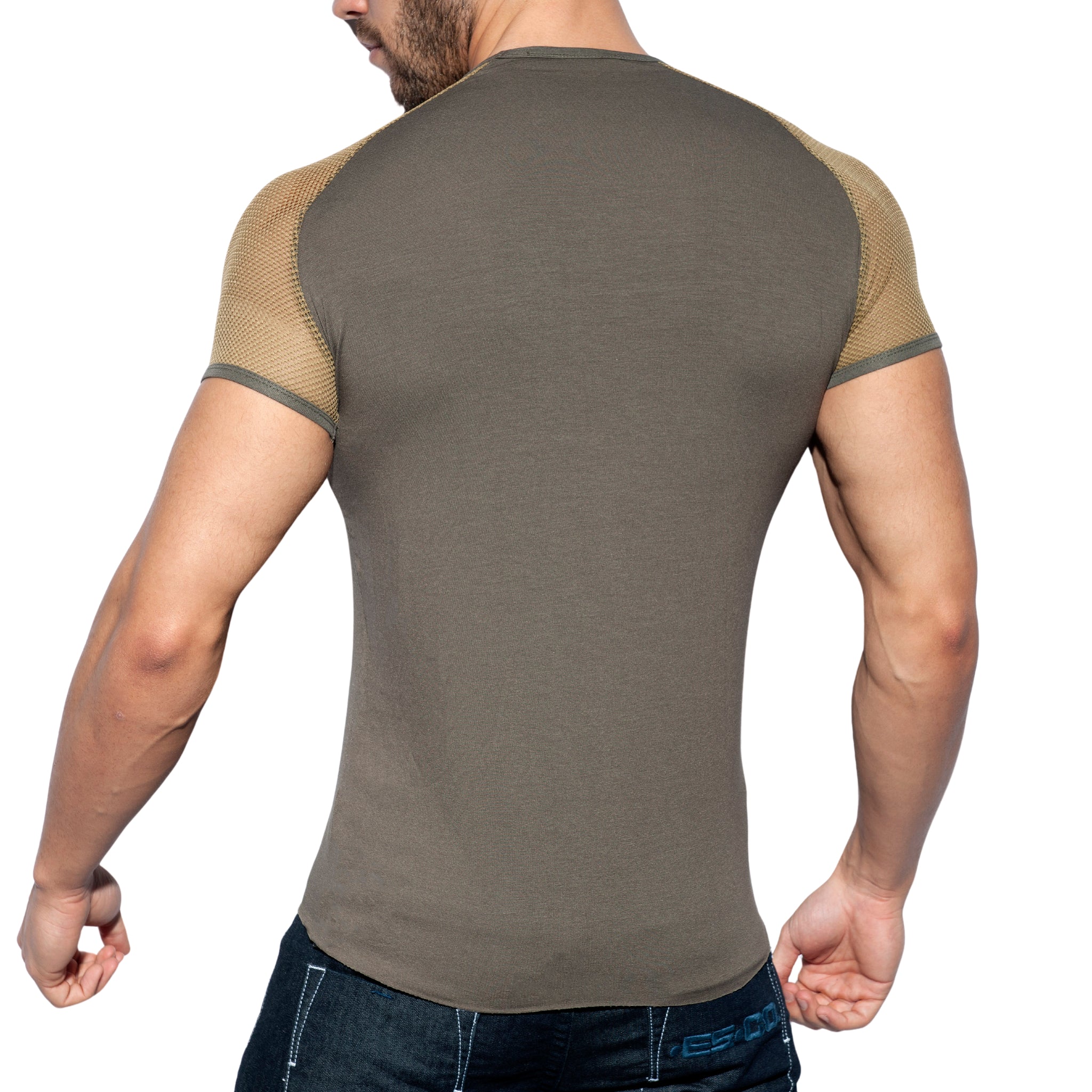 ES Collection Ranglan Mesh T-Shirt Khaki TS264