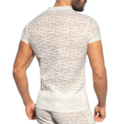 ES Collection Spider V-Neck Polo-Shirt Ivory TS320