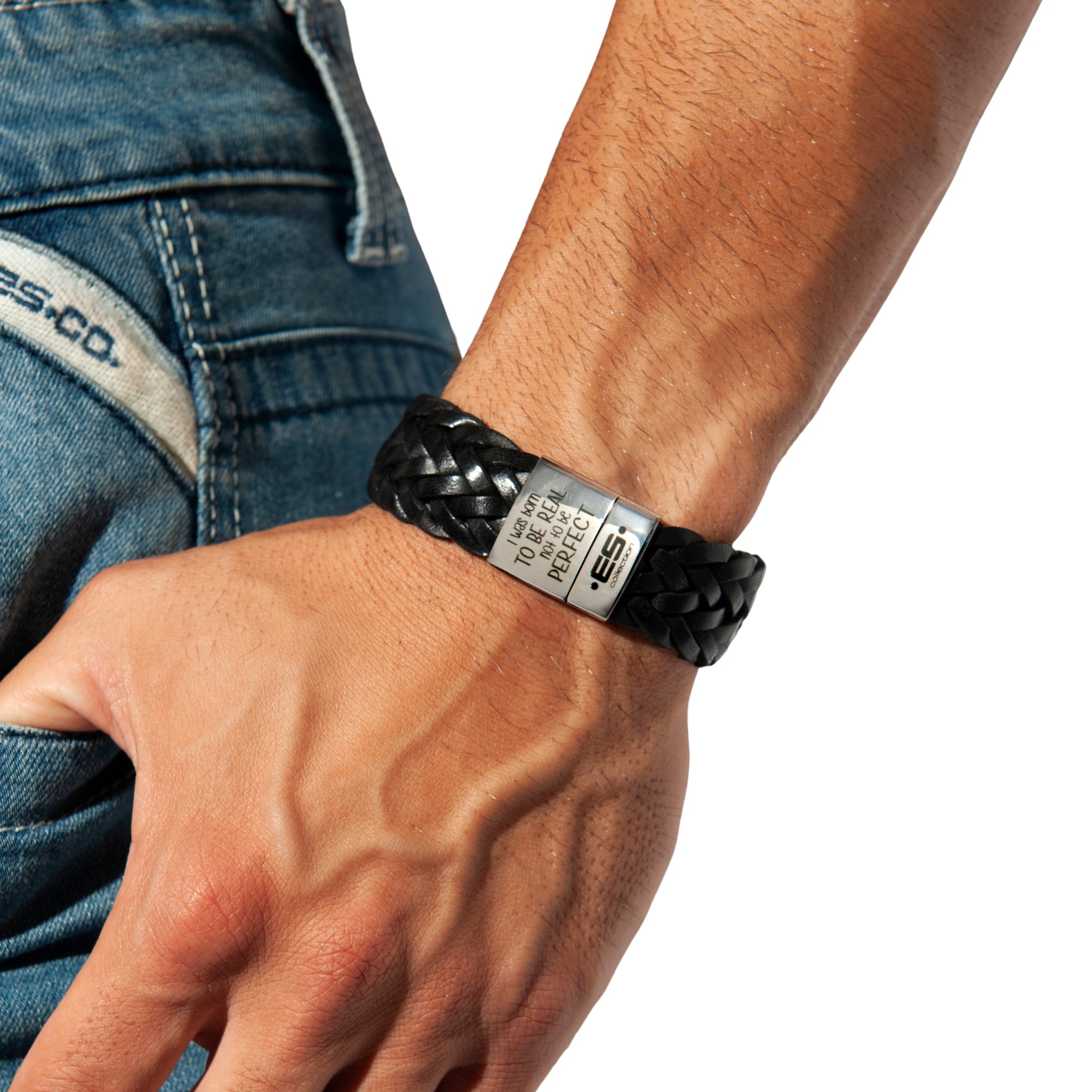 ES Collection Born Leather Bracelet Black AC079