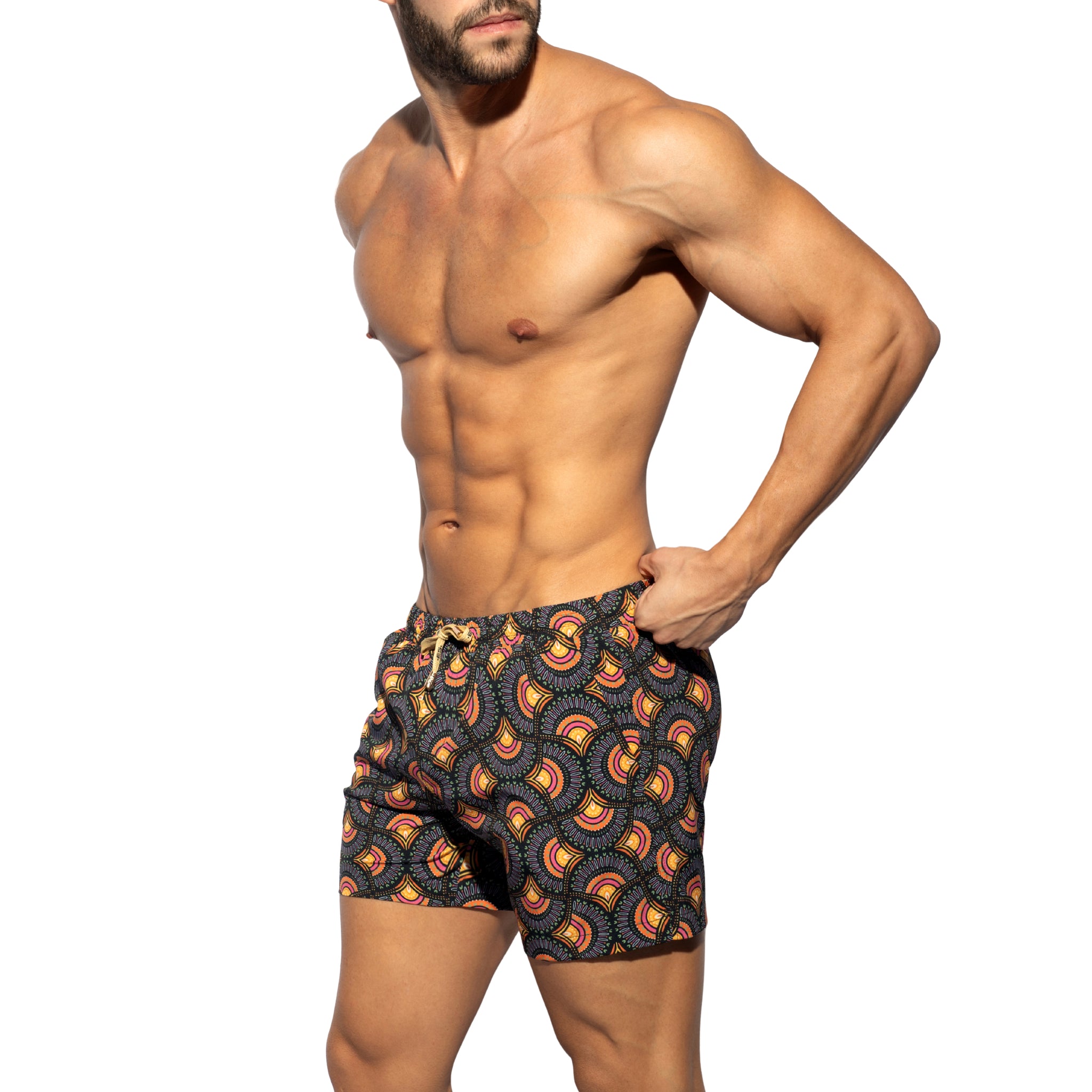 ES Collection Peacock Print Swim Shorts Black 2606