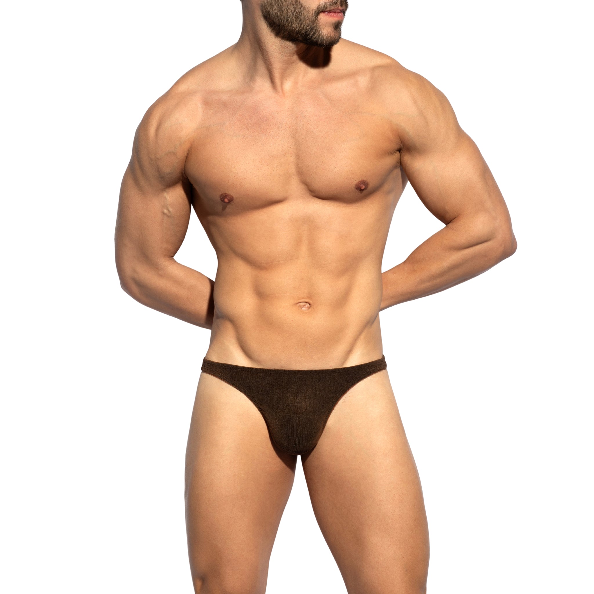 ES Collection Terrycloth Swim Thong Brown 2620