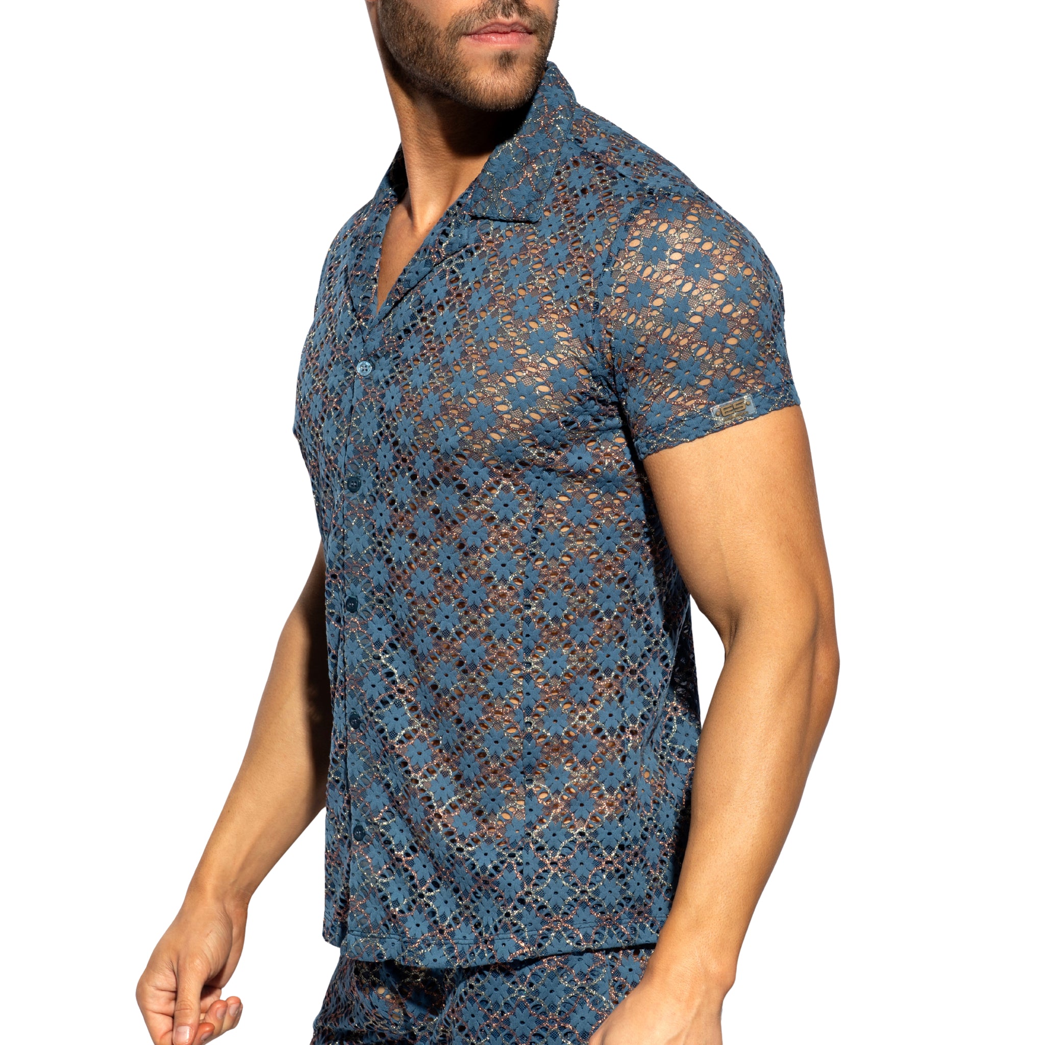 ES Collection Metallic Bloom Shirt Cobalt SHT037