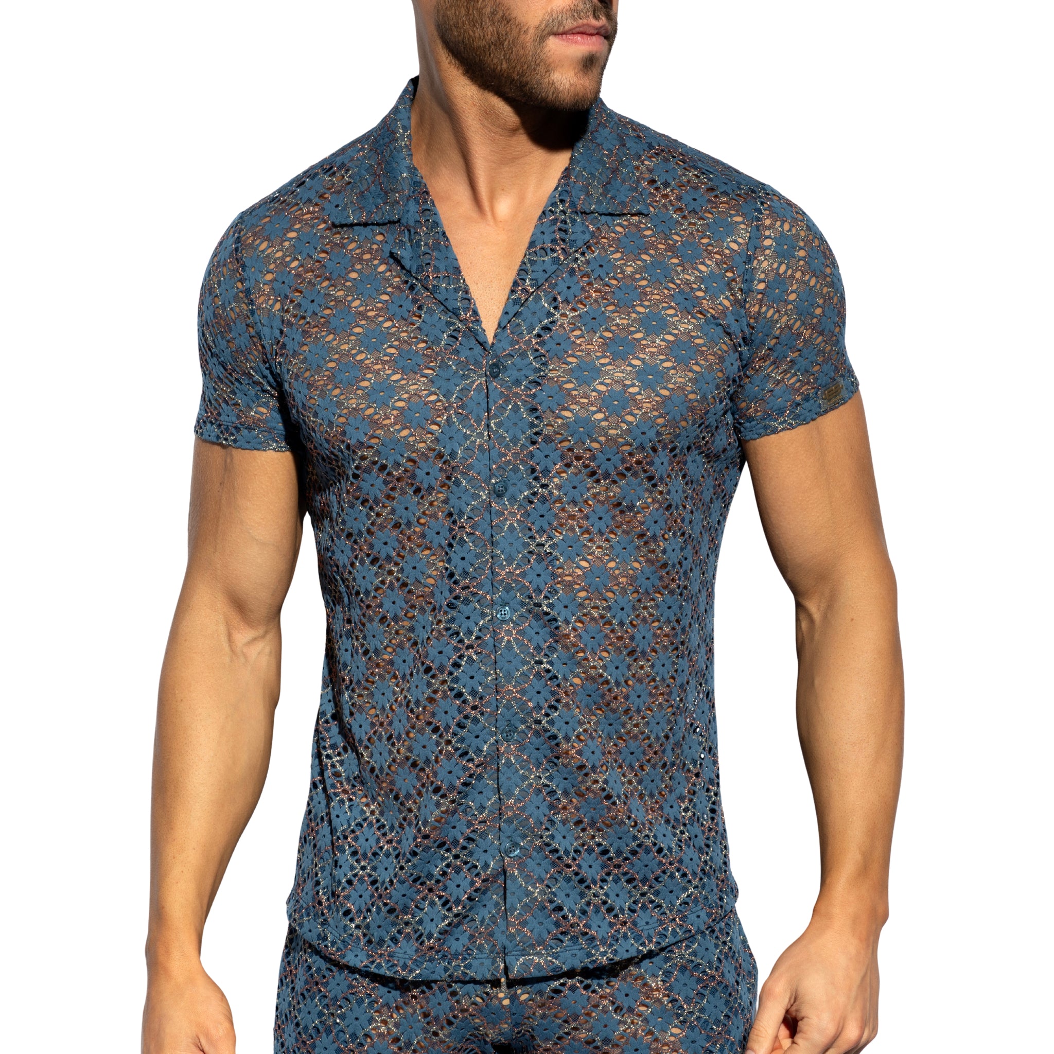 ES Collection Metallic Bloom Shirt Cobalt SHT037