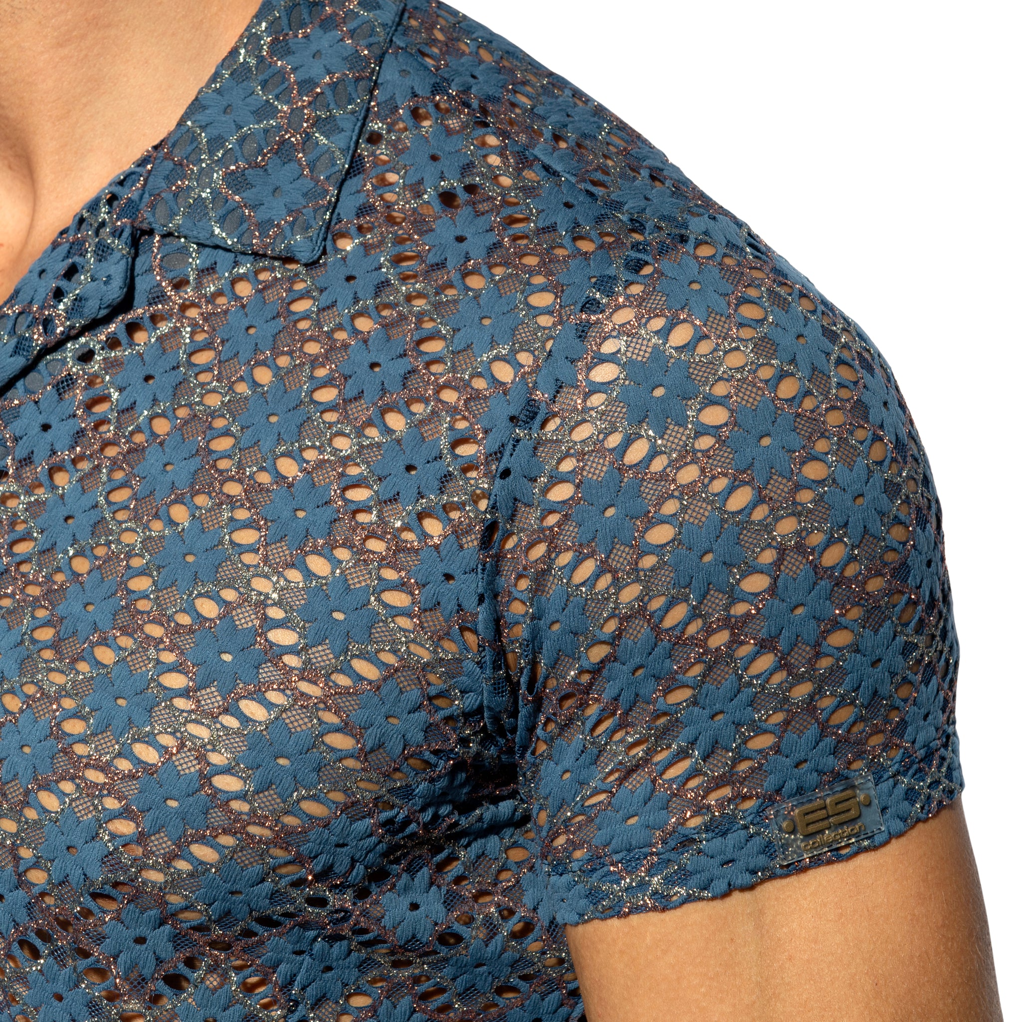 ES Collection Metallic Bloom Shirt Cobalt SHT037