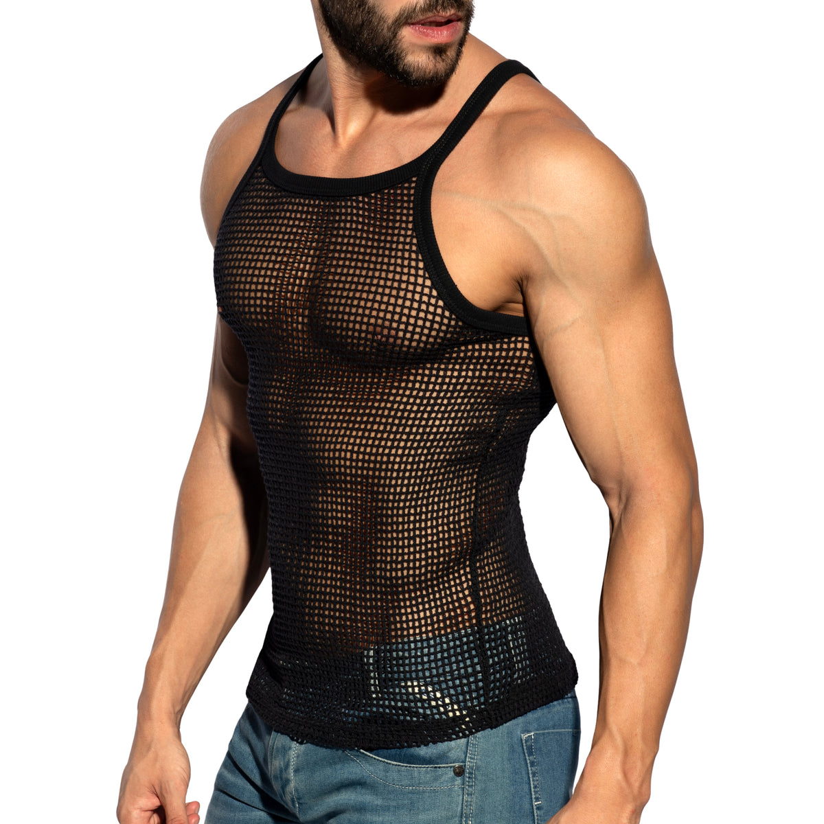 ES Collection Open Grid Tank Top Black TS379