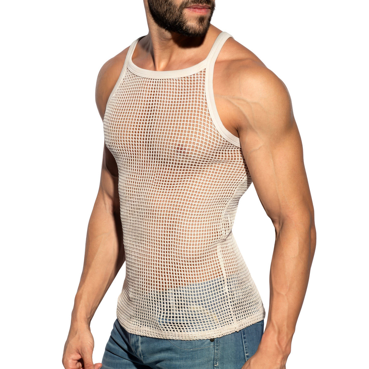 ES Collection Open Grid Tank Top Ivory TS379