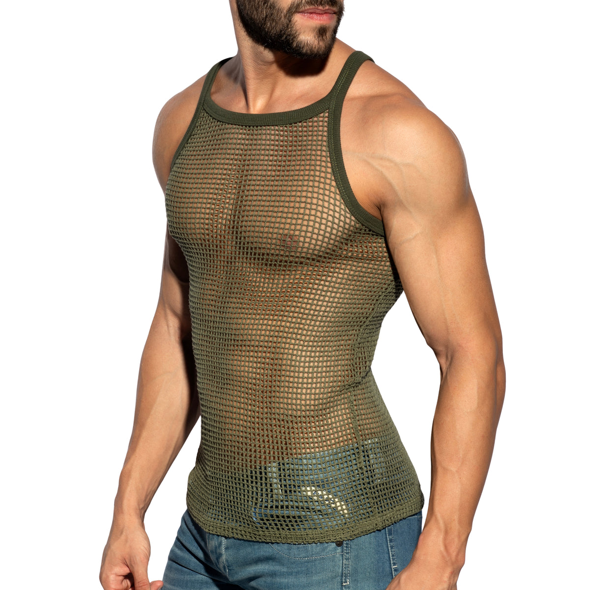 ES Collection Open Grid Tank Top Khaki TS379