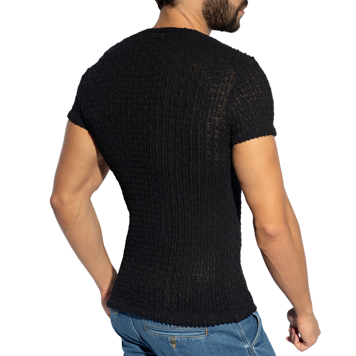 ES Collection Fuzzy Crochet T-Shirt Black TS385