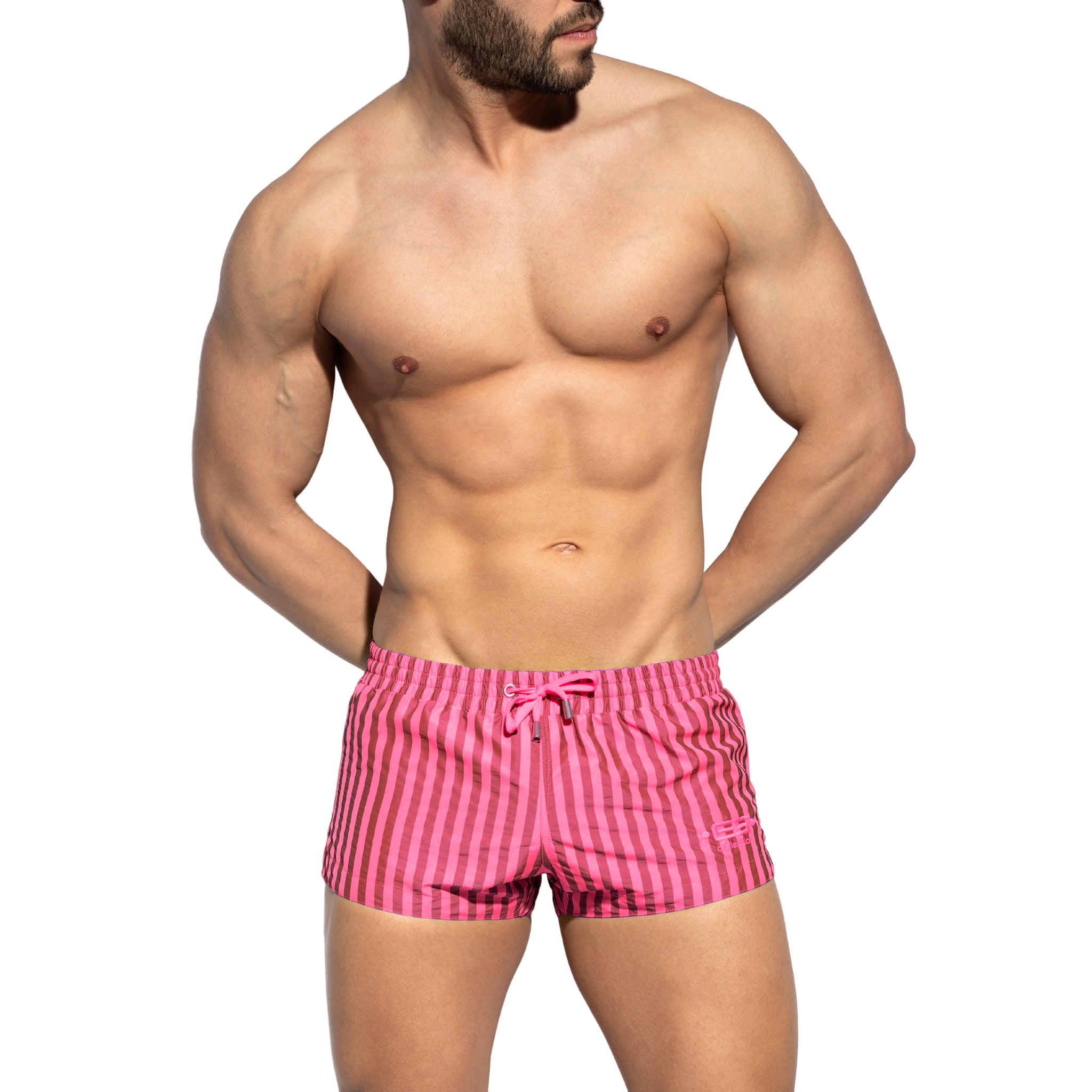 ES Collection Neon Stripes Swim Shorts Neon Pink 2308