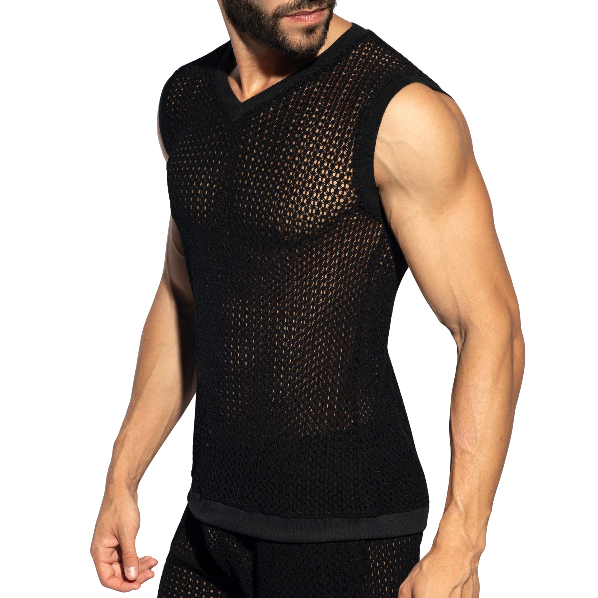 ES Collection Brisa V-Neck Vest T-Shirt Black TS357