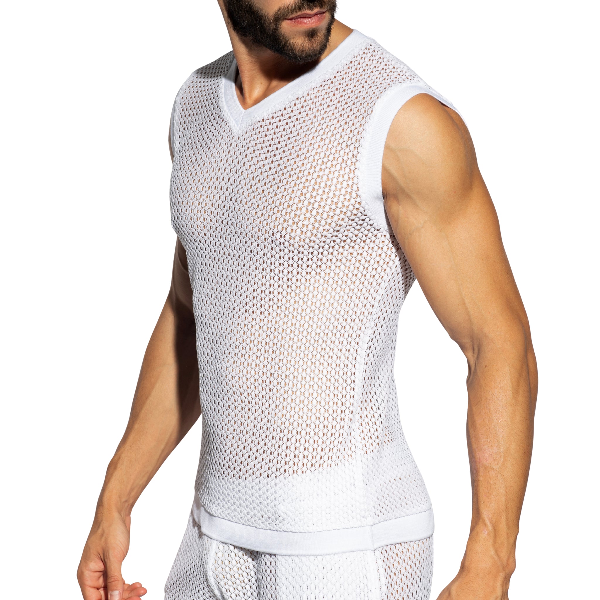 ES Collection Brisa V-Neck Vest T-Shirt White TS357