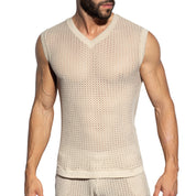 ES Collection Brisa V-Neck Vest T-Shirt Beige TS357