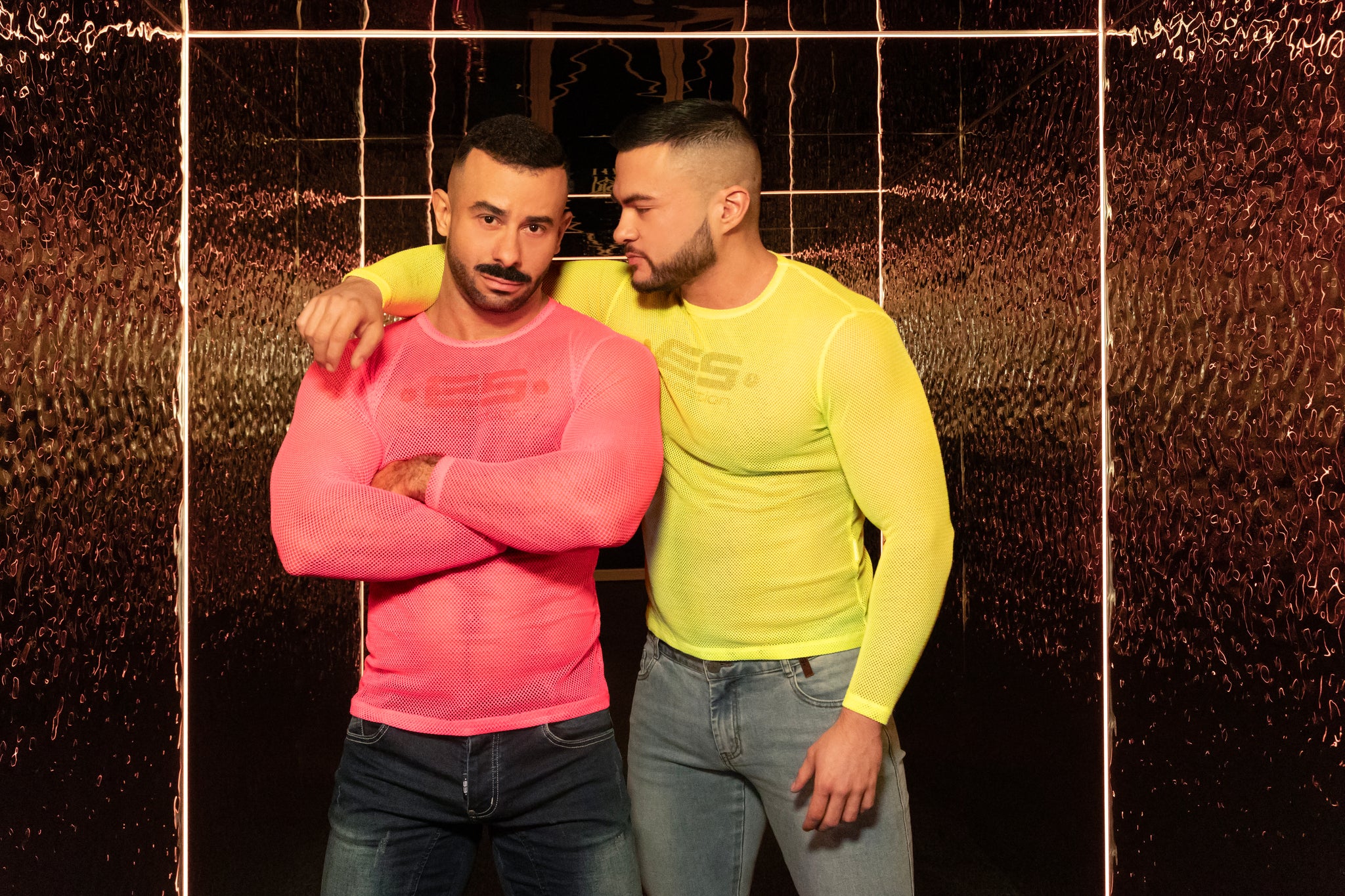 ES Collection Mesh-Long Sleeves T-Shirt Neon Pink TS304