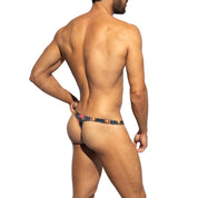 ES Collection Peacock Print Swim Thong Black 2605