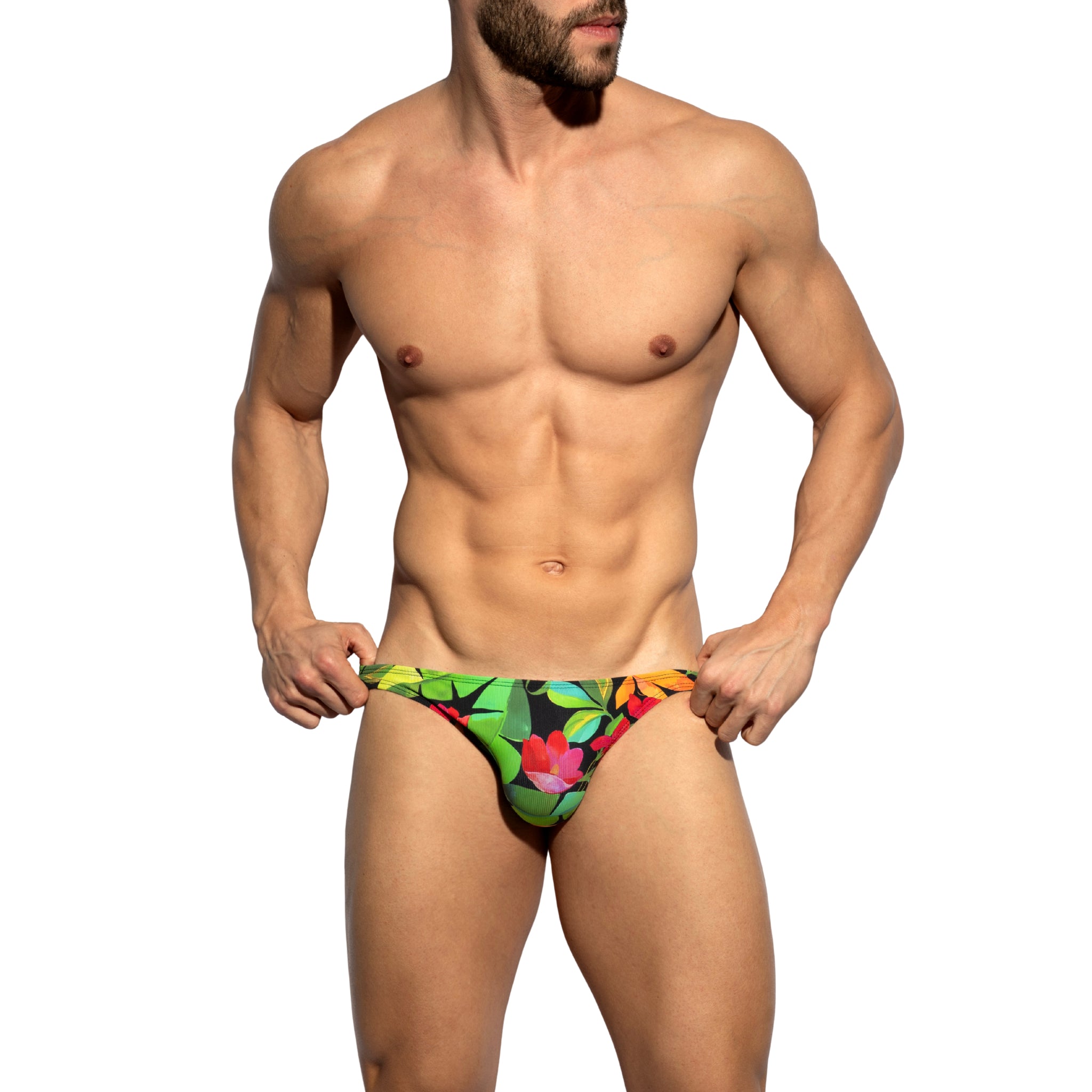 ES Collection Bold Flowers Bikini Brief Black UN662