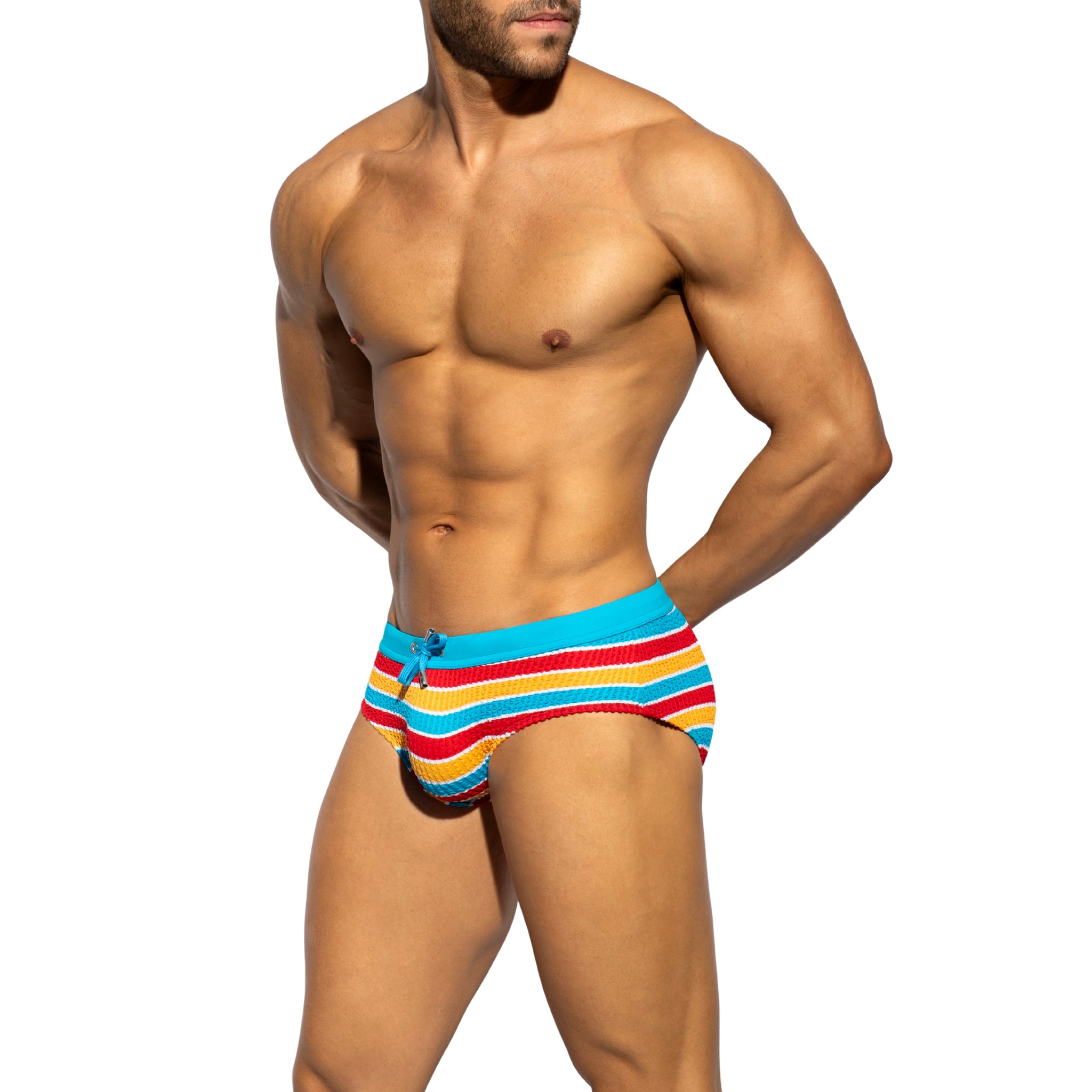 ES Collection 70's Stripes Swim Brief Turquoise 2612
