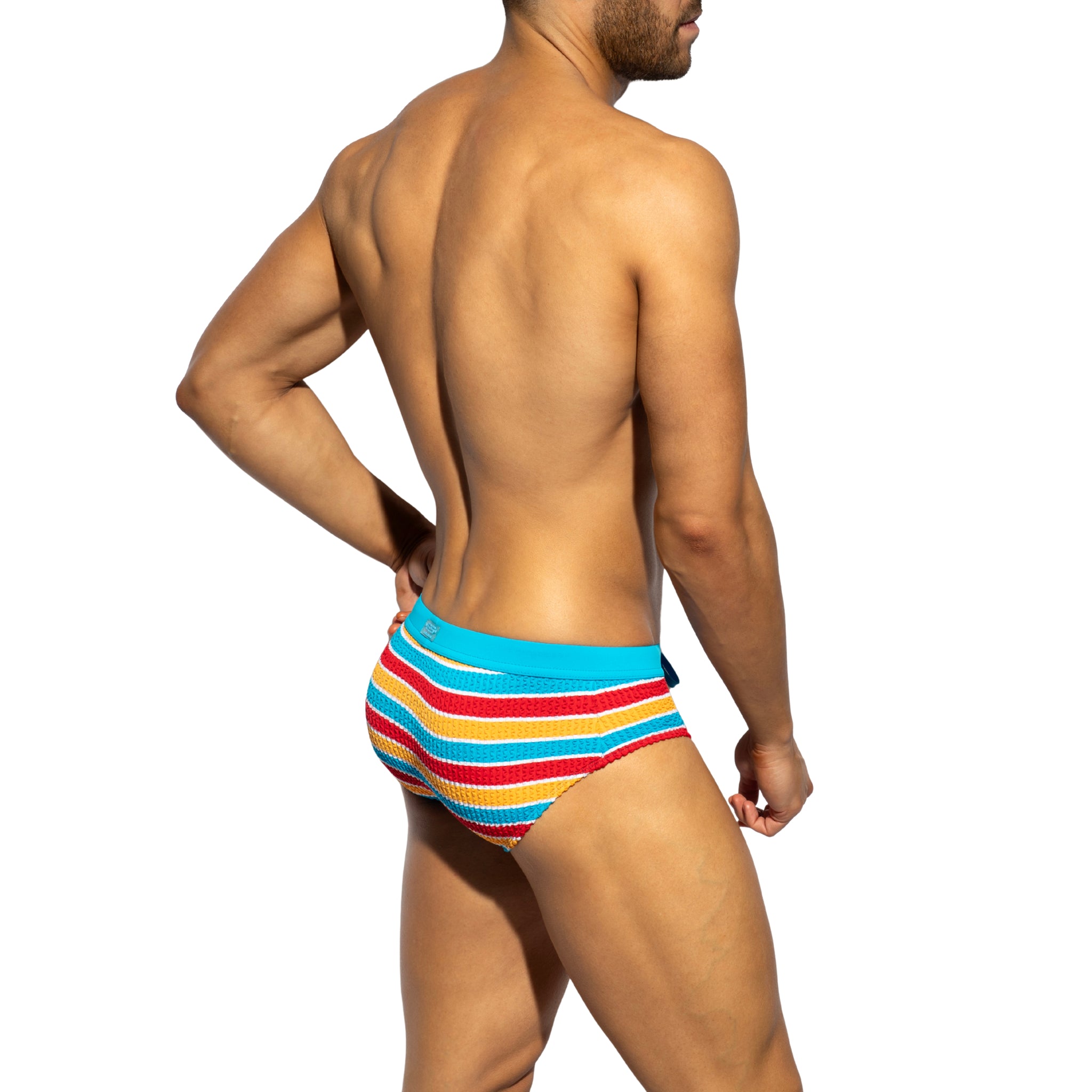 ES Collection 70's Stripes Swim Brief Turquoise 2612