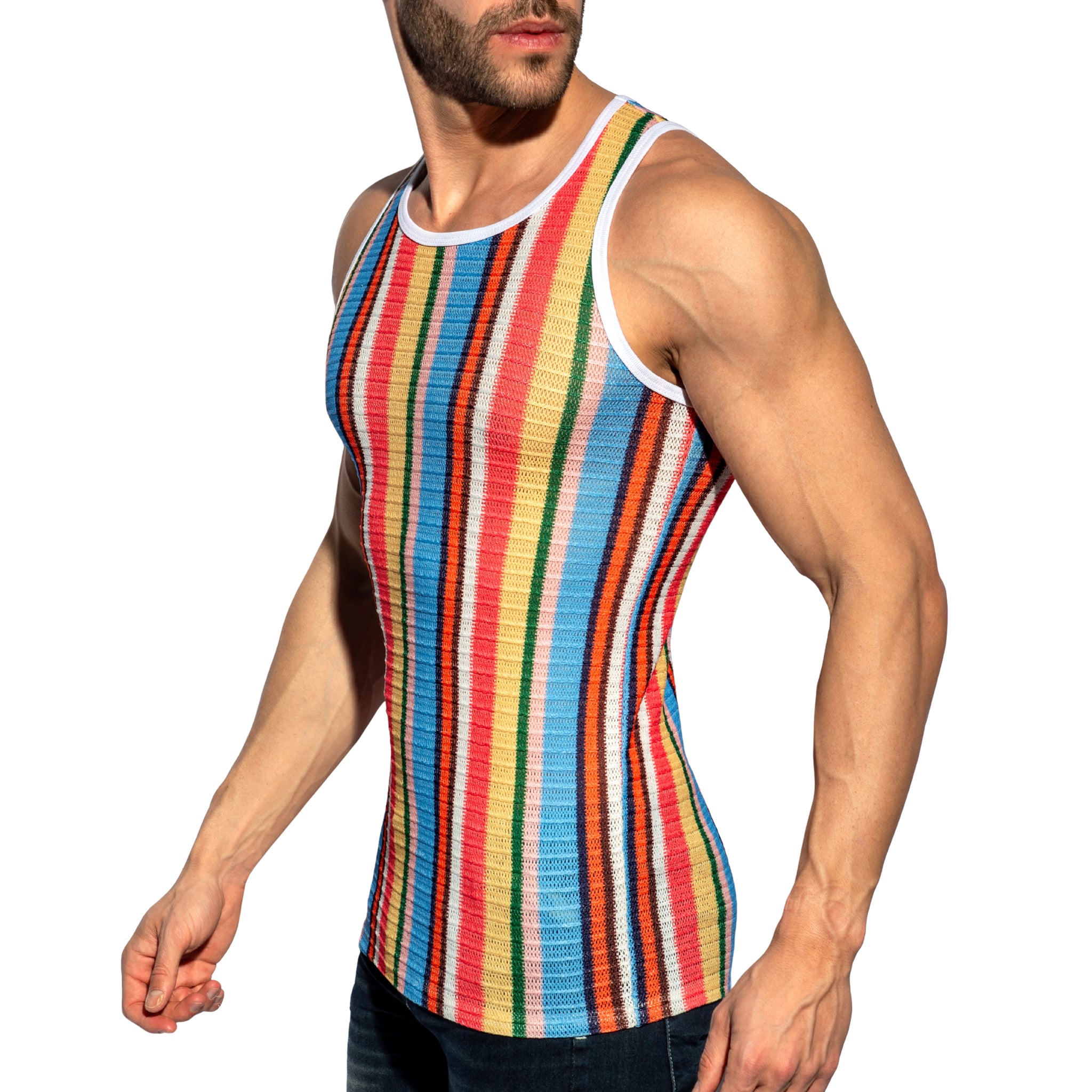【あんな様】Multicolor Stripe TankTop ES Collection Gelato Stripe Tank Top Coral TS373