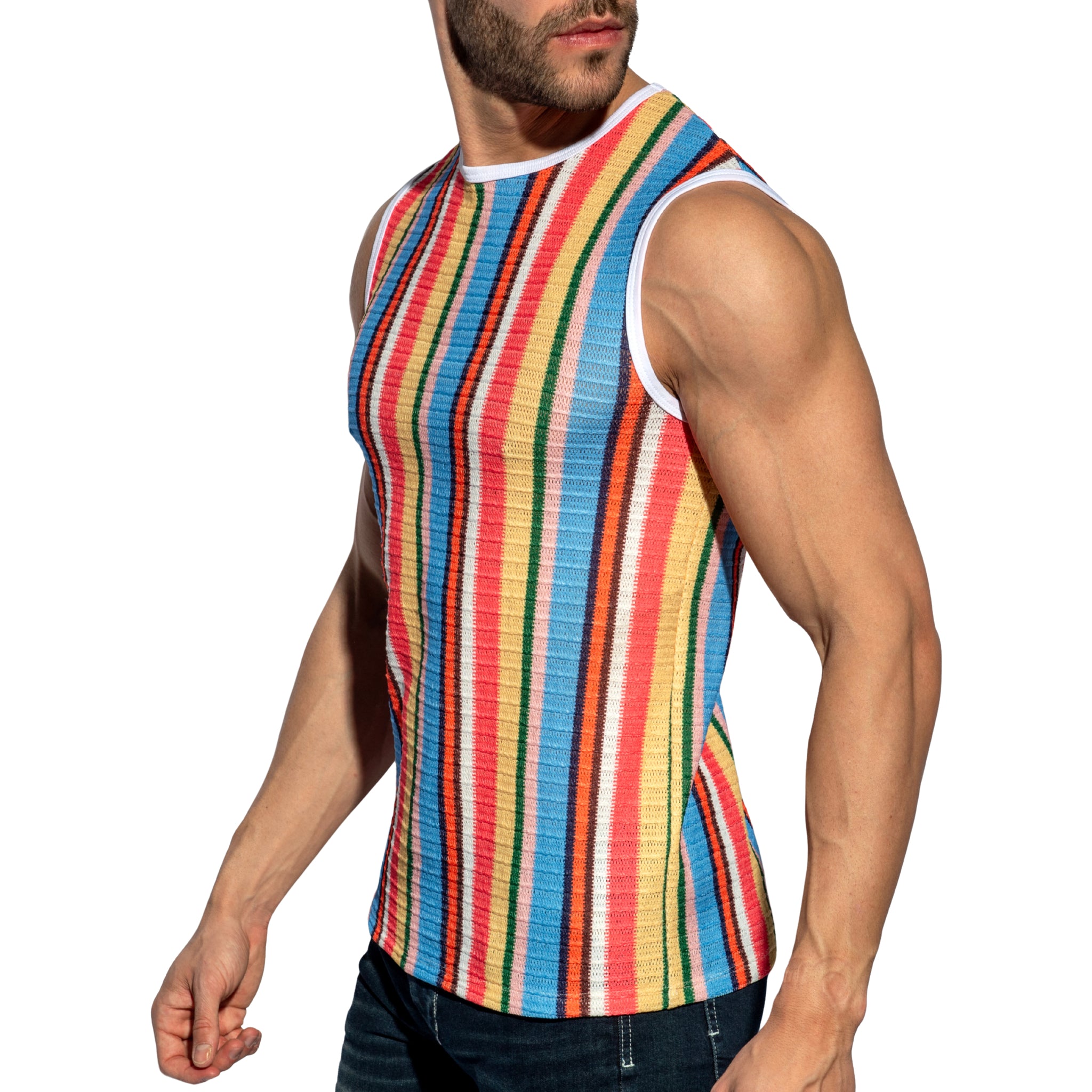 ES Collection Gelato Stripe Wide Tank Top Coral TS374