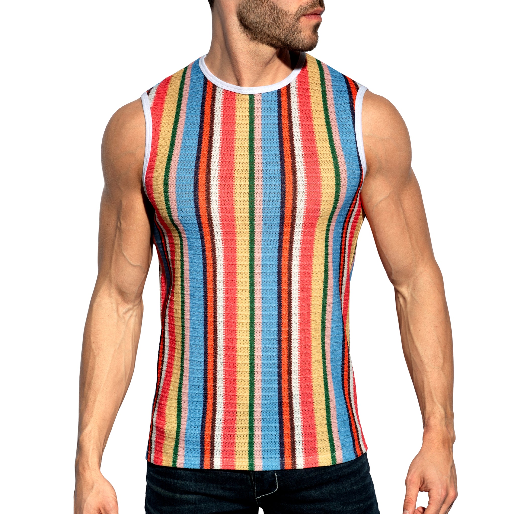 ES Collection Gelato Stripe Wide Tank Top Coral TS374