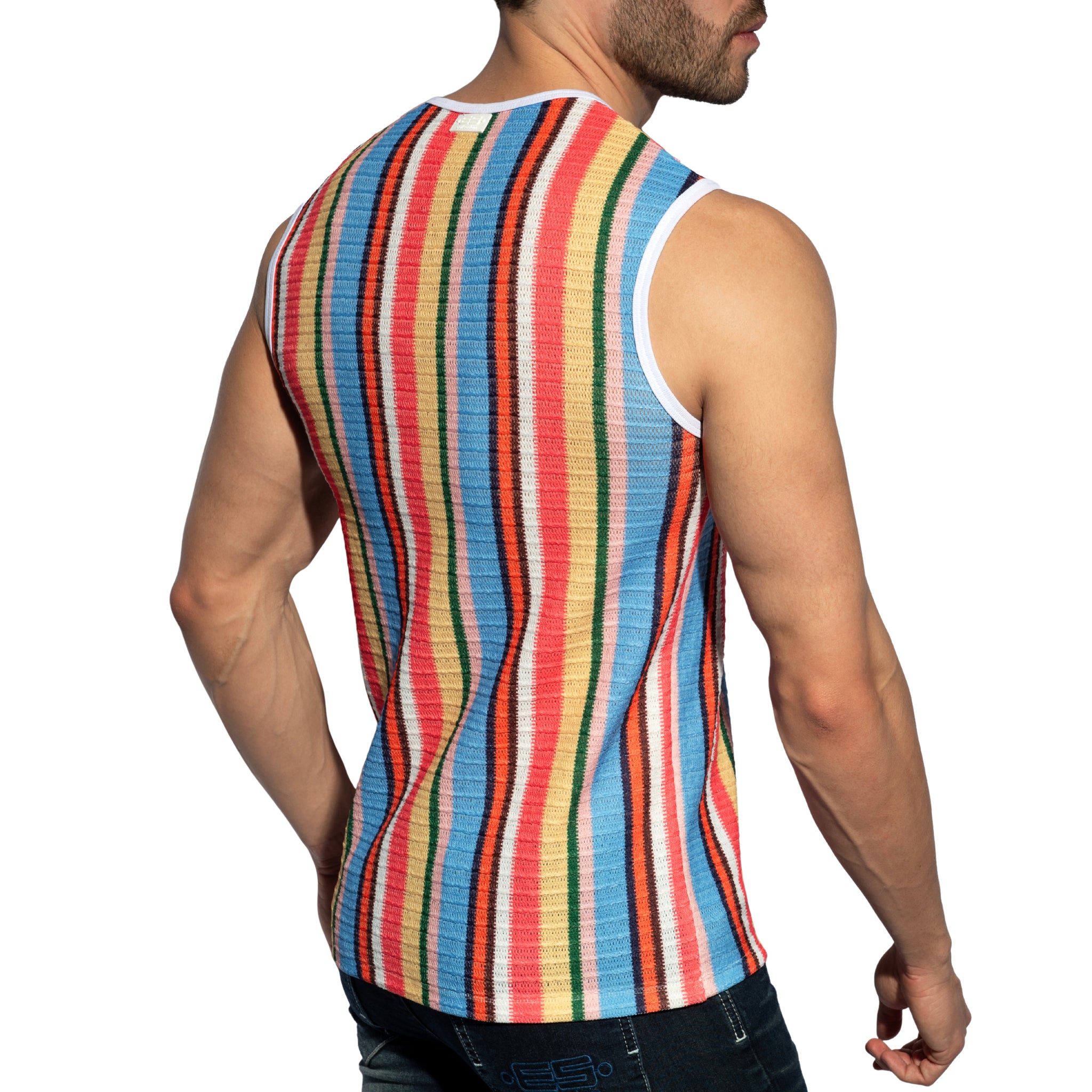 ES Collection Gelato Stripe Wide Tank Top Coral TS374