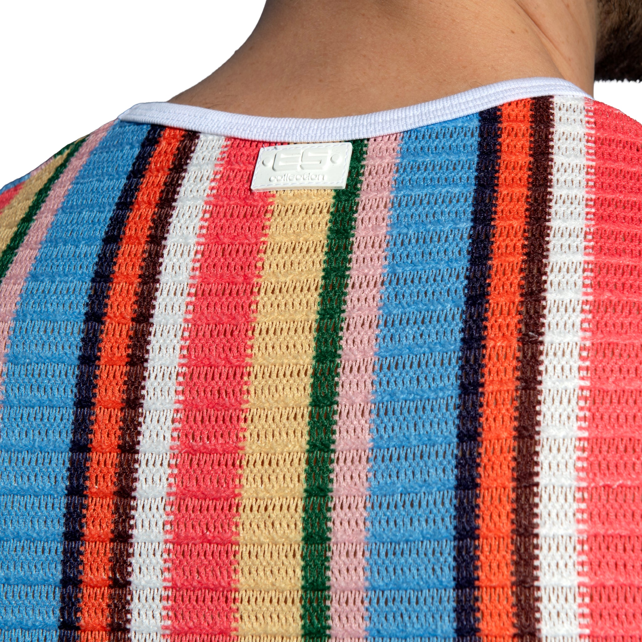 ES Collection Gelato Stripe Wide Tank Top Coral TS374