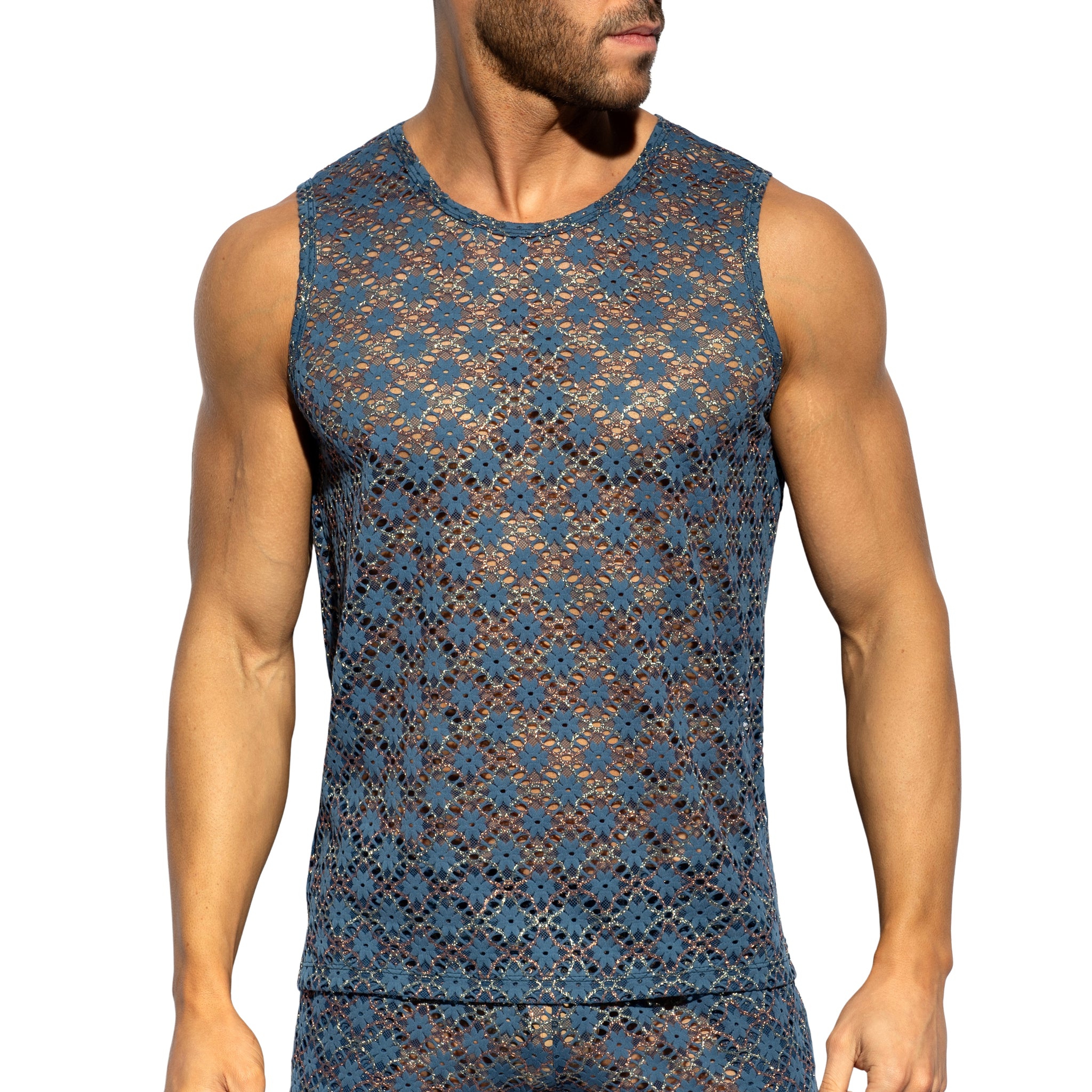 ES Collection Metallic Bloom Tank Top Cobalt TS361