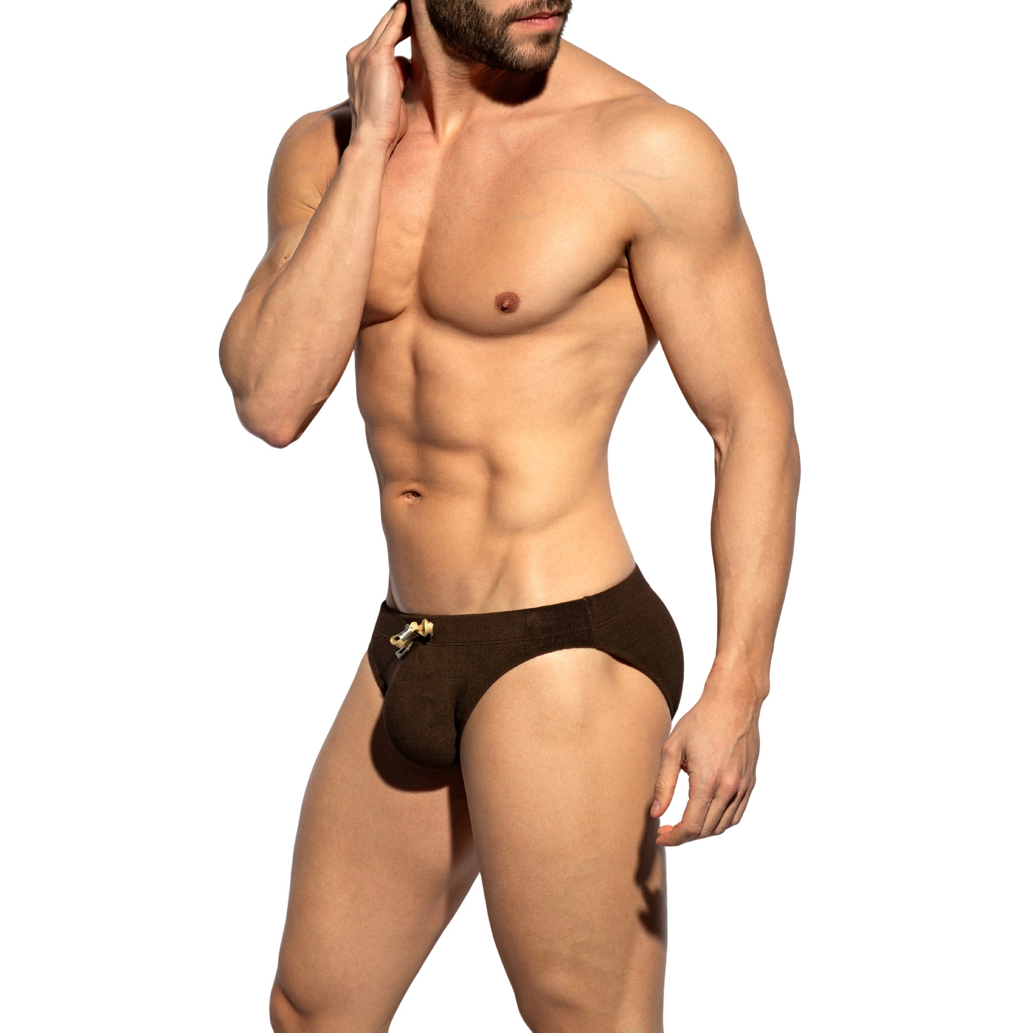 ES Collection Terrycloth Swim Bikini Brief Brown 2615