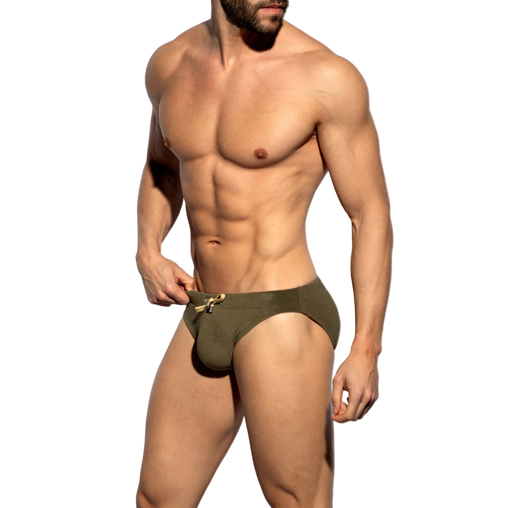 ES Collection Terrycloth Swim Bikini Brief Khaki 2615