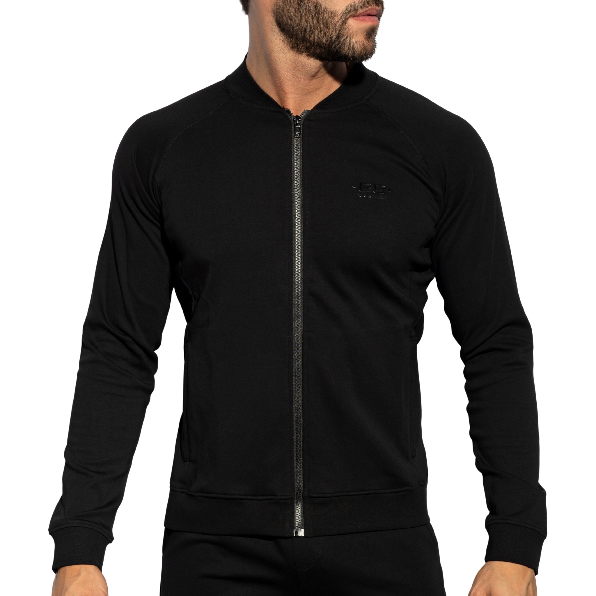 ES Collection Zip-Up Bomber Jacket Black SP361