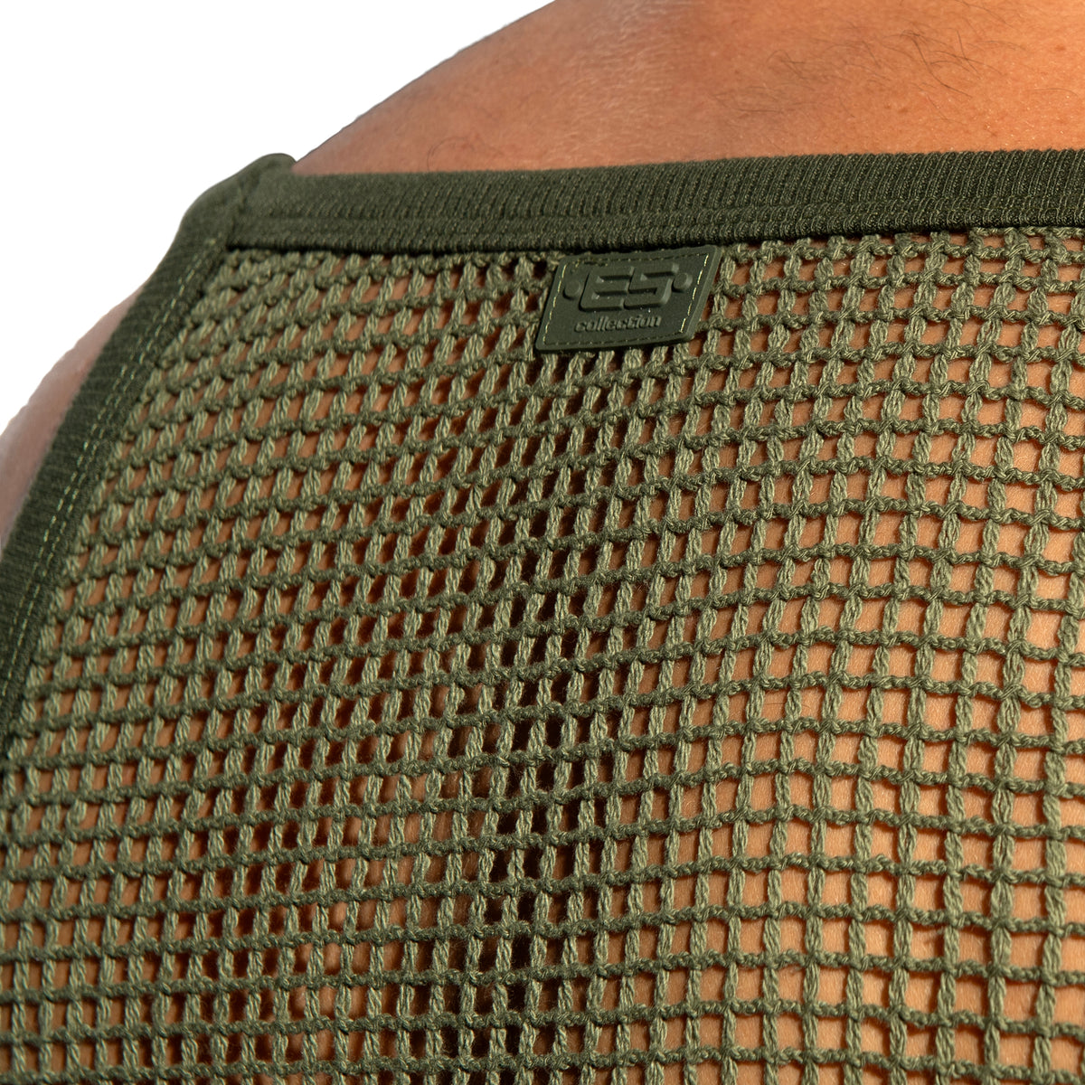 ES Collection Open Grid Tank Top Khaki TS379