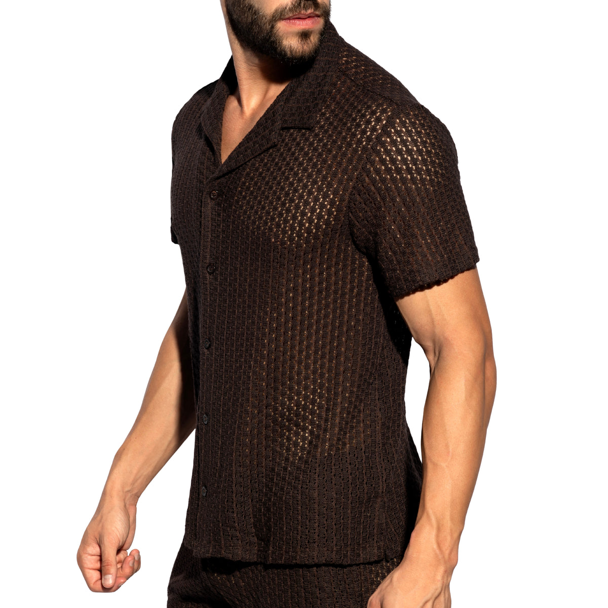 ES Collection Eyelet Shirt Brown SHT043
