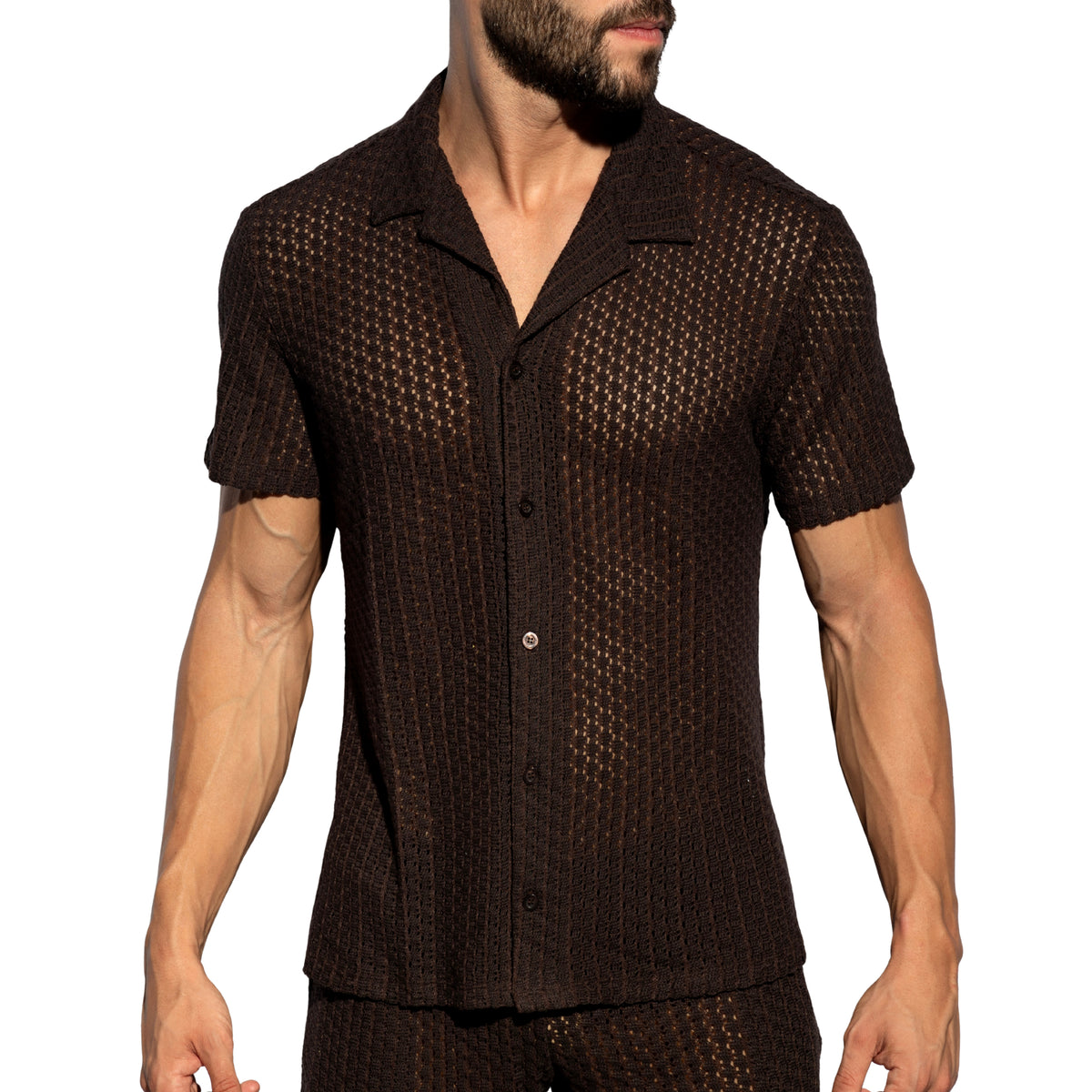 ES Collection Eyelet Shirt Brown SHT043