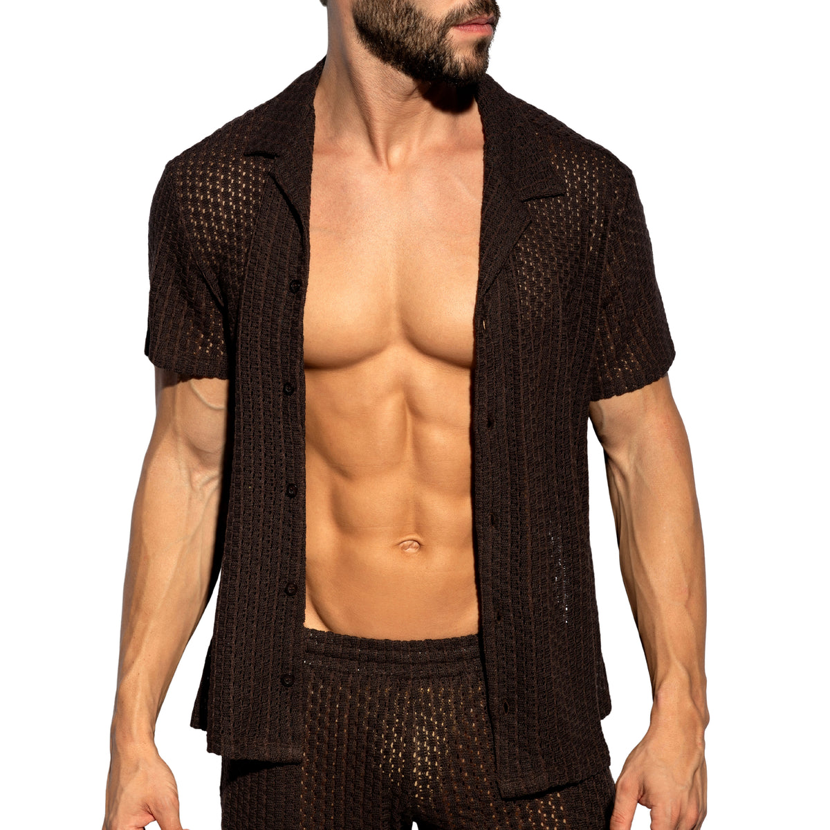 ES Collection Eyelet Shirt Brown SHT043