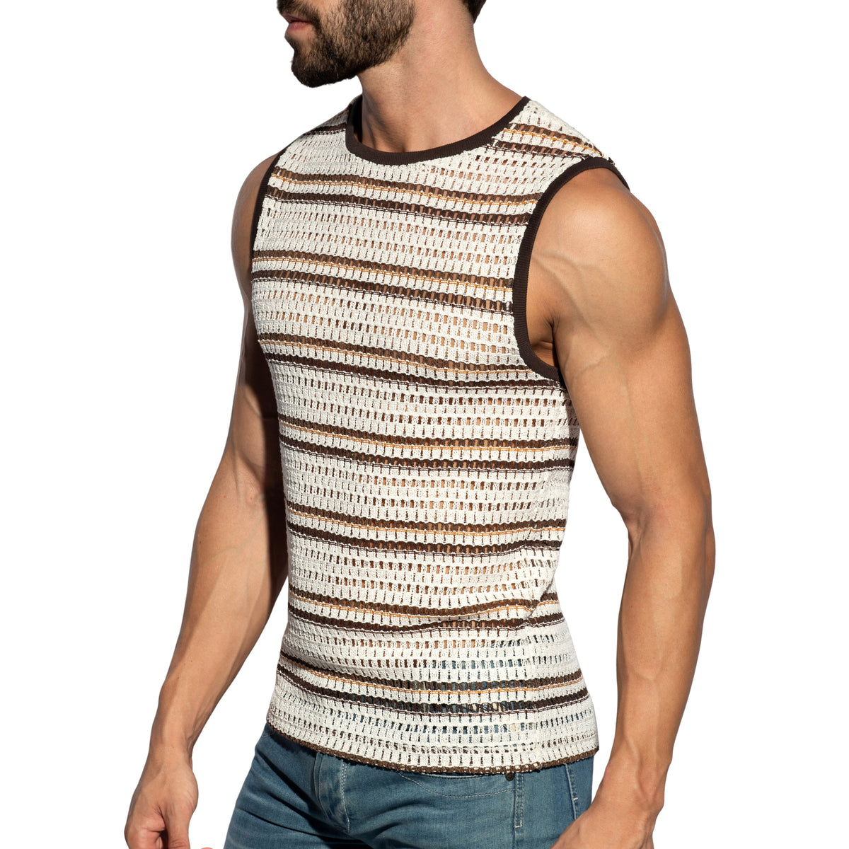 ES Collection Artisanal Sleeveless T-Shirt Ivory TS382