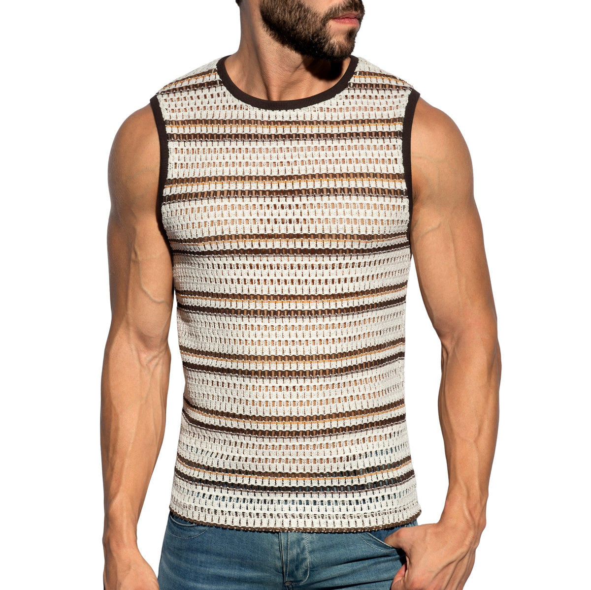 ES Collection Artisanal Sleeveless T-Shirt Ivory TS382