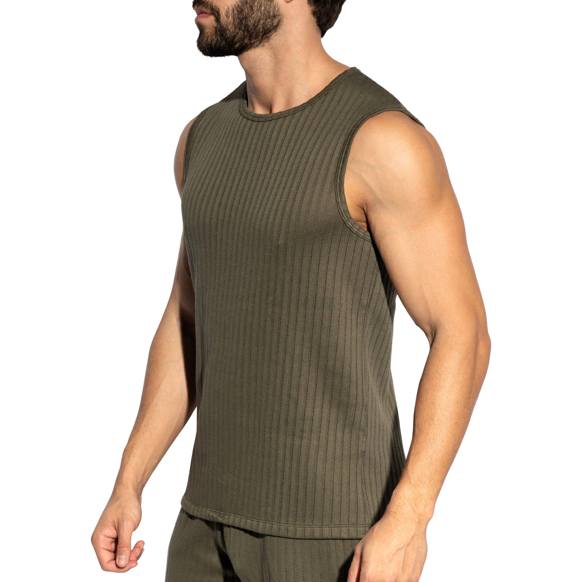 ES Collection Rustic Rib Tank Top Khaki TS381
