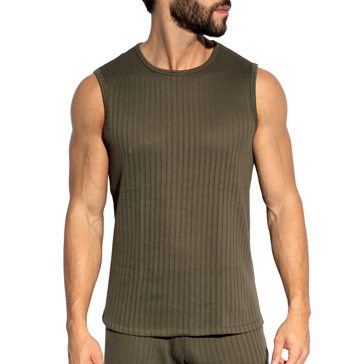ES Collection Rustic Rib Tank Top Khaki TS381
