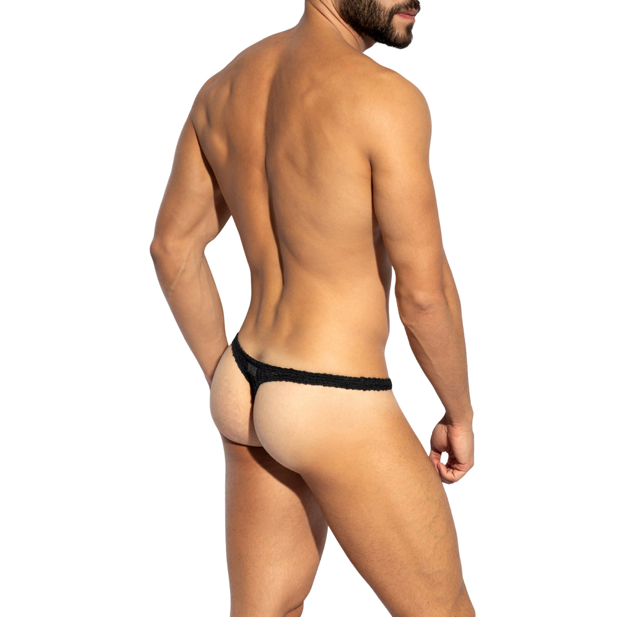 ES Collection Fuzzy Crochet Swim Mini Thong Black 2716