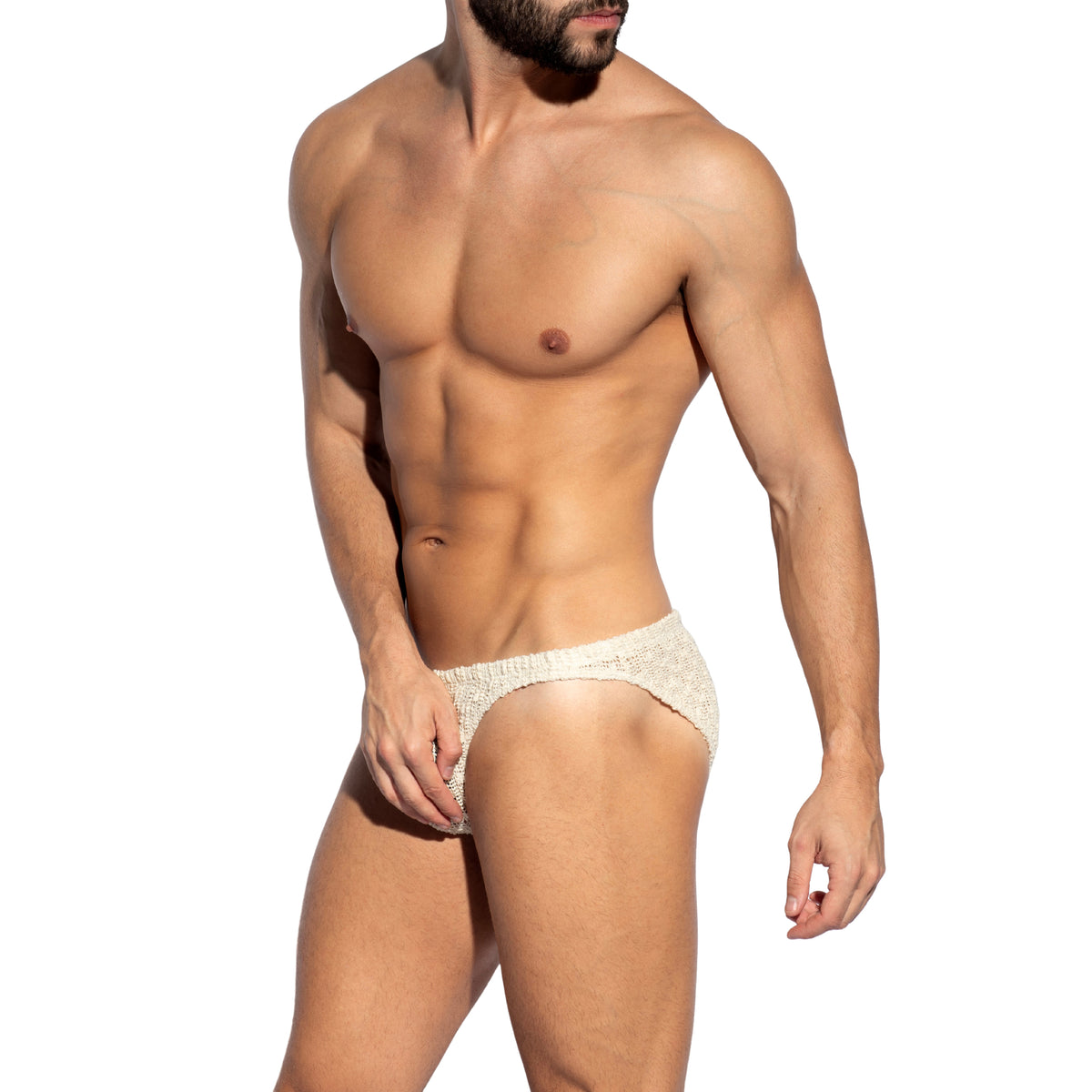 ES Collection Fuzzy Crochet Swim Bikini Brief Ivory 2715