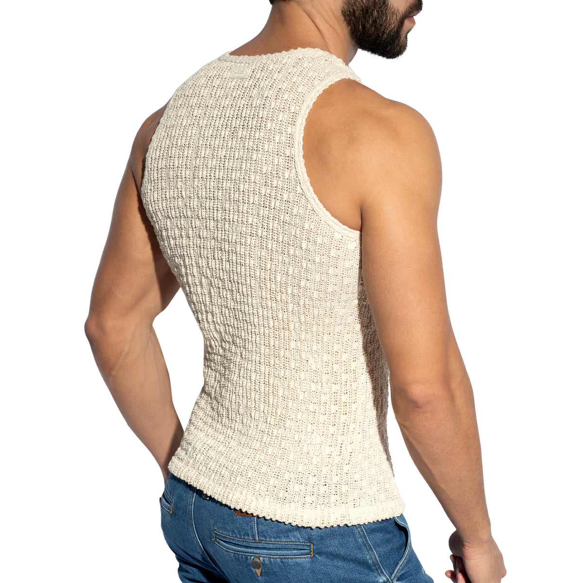 ES Collection Fuzzy Crochet Tank Top Ivory TS386